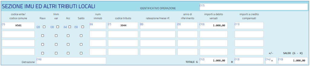 TARI 3944 - Esempio Modello F24