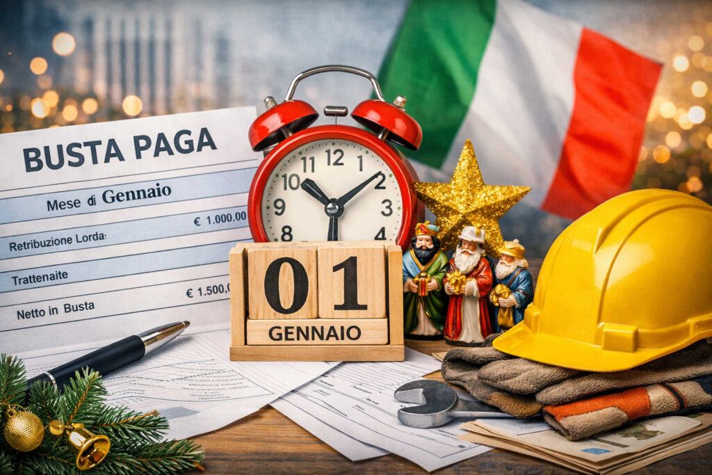 Busta paga di gennaio con riferimento alle festività: Capodanno ed Epifania e lavoro nel mese di gennaio 2026.