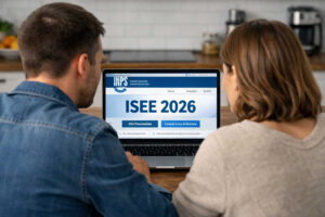 Richiesta ISEE 2026 online dal sito INPS: coppia davanti al computer con DSU precompilata