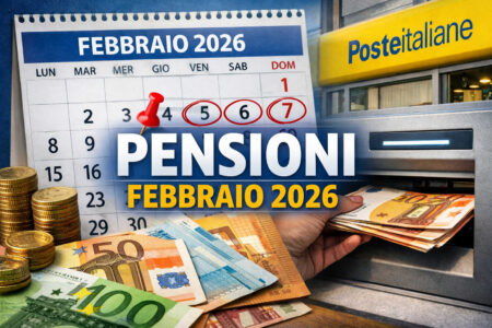 Quando arriva la pensione di febbraio 2026: ecco tutte le date ufficiali Calendario pensioni febbraio 2026 con date evidenziate, banconote in euro e prelievo da ATM Poste Italiane per il pagamento delle pensioni.