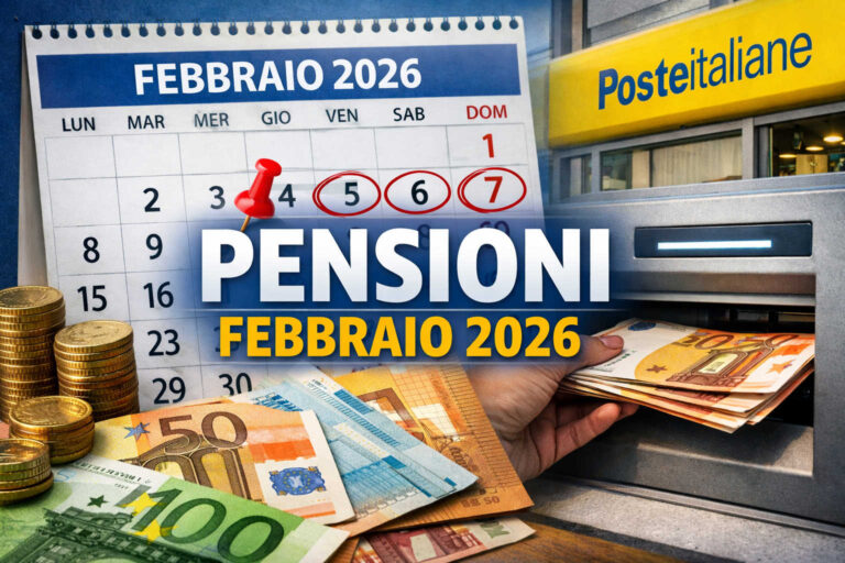 Quando arriva la pensione di febbraio 2026: ecco tutte le date ufficiali Calendario pensioni febbraio 2026 con date evidenziate, banconote in euro e prelievo da ATM Poste Italiane per il pagamento delle pensioni.