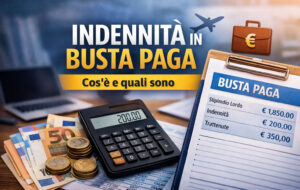 Indennità in busta paga: calcolatrice, euro e busta paga con indicazione delle indennità per i lavoratori