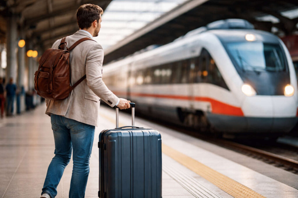 Agevolazioni lavoratori impatriati, cosa succede se si cambia Regione: chiarimenti dell’Agenzia delle Entrate Lavoratore con valigia in stazione pronto a prendere un treno, simbolo del trasferimento di residenza per il regime impatriati