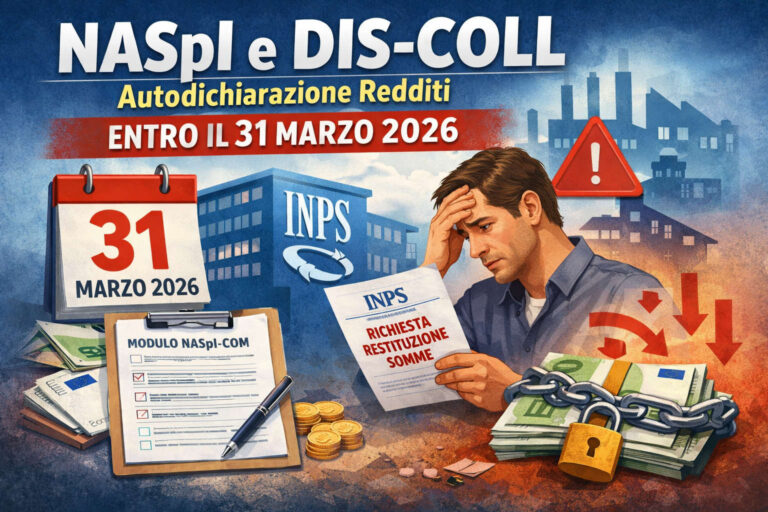 NASpI e DIS-COLL scadenza 31 marzo autodichiarazione redditi con rischio restituzione somme INPS