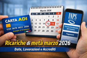 Calendario ricariche Assegno di Inclusione marzo 2026 con carta ADI e controlli pagamenti sul sito INPS.