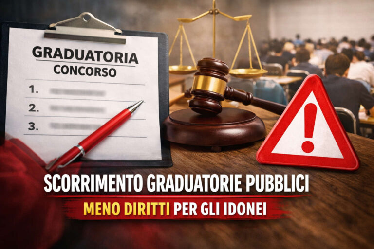 Scorrimento delle graduatorie dei concorsi pubblici: meno diritti per gli idonei. Ecco cosa cambia nel 2026 Candidati durante un concorso pubblico con graduatorie e documenti amministrativi, tema scorrimento e nuove regole 2026