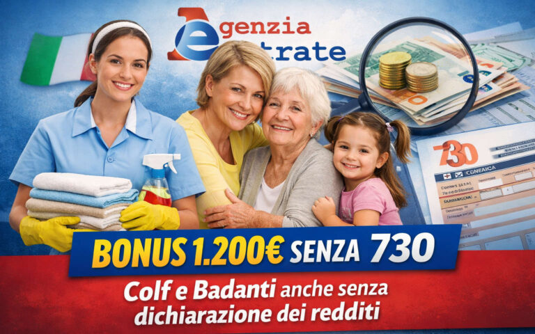 Colf badanti e babysitter con anziana e bambino, bonus 1200 euro anche senza dichiarazione dei redditi