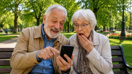 Pensioni di giugno 2026, arrivano aumenti e arretrati ma anche trattenute: cosa trovi nel cedolino Due pensionati al parco controllano il cedolino della pensione sullo smartphone tra sorpresa e felicità