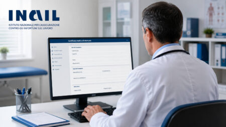 Infortuni sul lavoro, dal 13 maggio si cambia: ecco cosa succede ai certificati medici Inail Medico al computer con certificato medico INAIL per infortunio sul lavoro online
