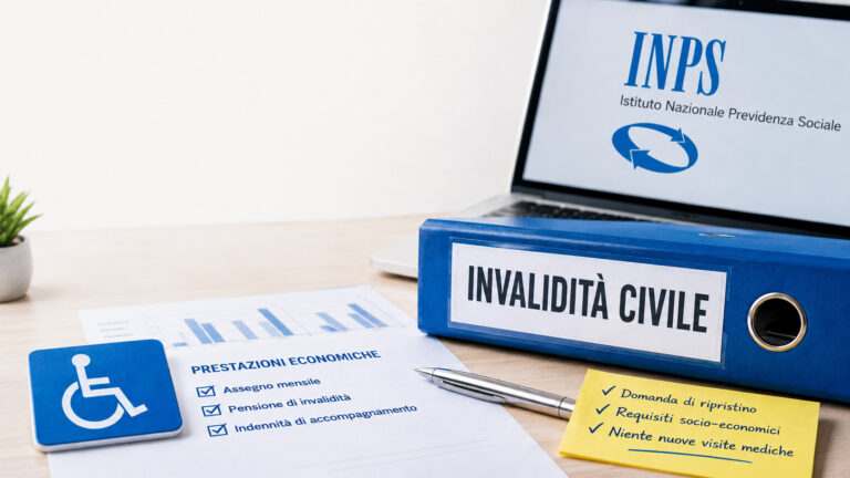 Invalidità civile, come riavere la prestazione sospesa o revocata: cosa cambia con le nuove regole INPS Invalidità civile, documenti INPS e fascicolo per il ripristino della prestazione sospesa o revocata
