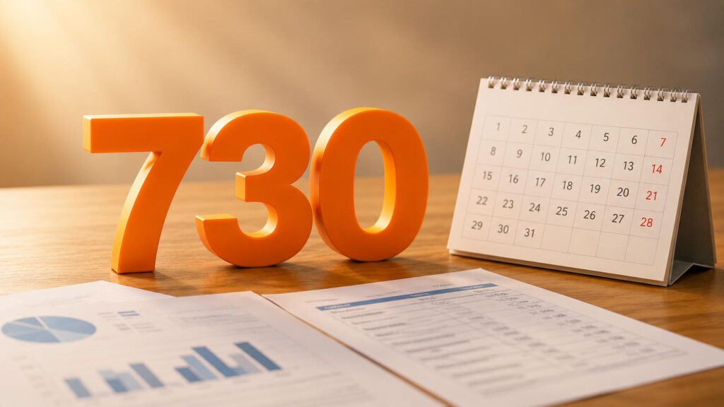 Rimborso 730 con calendario 2026 e documenti fiscali su una scrivania