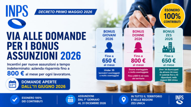 Fino a 800 euro al mese per ogni assunzione: al via le richieste di incentivi INPS Datore di lavoro firma un contratto di assunzione con riferimento ai bonus INPS 2026 per giovani under 35, donne svantaggiate e lavoratori assunti nelle aree ZES.