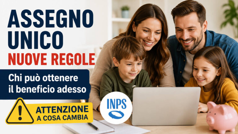 Assegno Unico, attenzione alle nuove regole: chi può ottenere il beneficio adesso Assegno Unico 2026, famiglia con due figli mentre consulta le nuove regole INPS sul beneficio.