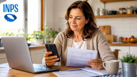 Pensione casalinghe, cambia il pagamento dei contributi: ecco cosa sapere Donna iscritta al Fondo Casalinghe consulta il pagamento dei contributi INPS tramite pagoPA su smartphone e computer portatile.