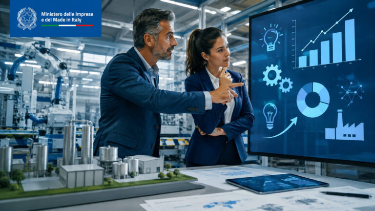 Incentivi alle imprese, arriva la riforma: ecco cosa cambia dal 18 agosto 2026 Imprenditori italiani analizzano investimenti e innovazione in uno stabilimento produttivo, immagine sulla riforma degli incentivi alle imprese 2026.