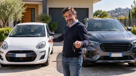 Abolizione bollo auto, tutto quello che c’è da sapere: chi non dovrà più pagarlo Abolizione bollo auto, automobilista tra un’utilitaria e un’auto di maggiore potenza