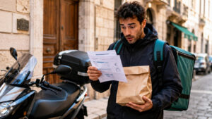 Rider, cambiano le regole: consegne e compensi finiscono nel Libro Unico del Lavoro Rider controlla il riepilogo di consegne e compensi da registrare nel Libro Unico del Lavoro