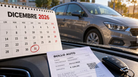 Esenzione bollo auto 2027, l’ACI chiarisce chi deve ancora pagare entro dicembre 2026 Calendario di dicembre 2026 con il giorno 31 cerchiato, ricevuta del bollo auto e automobile sullo sfondo