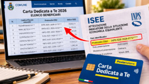 Carta Dedicata a Te 2026, verifica delle liste dei beneficiari sul sito del Comune tramite codice DSU ISEE